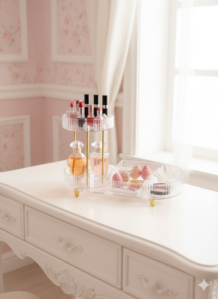 Rotating Acrylic 360 Degree Makeup Organizer Cosmetic Storage Stand 