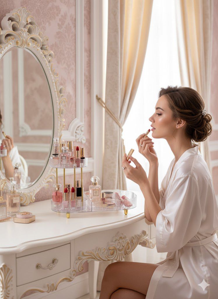 Rotating Acrylic 360 Degree Makeup Organizer Cosmetic Storage Stand 