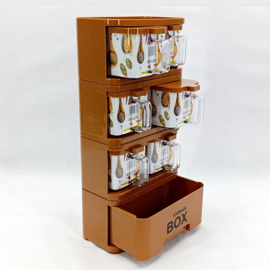 Premium Space-Saving Masala & Spice Storage Tower Rack with Spoon