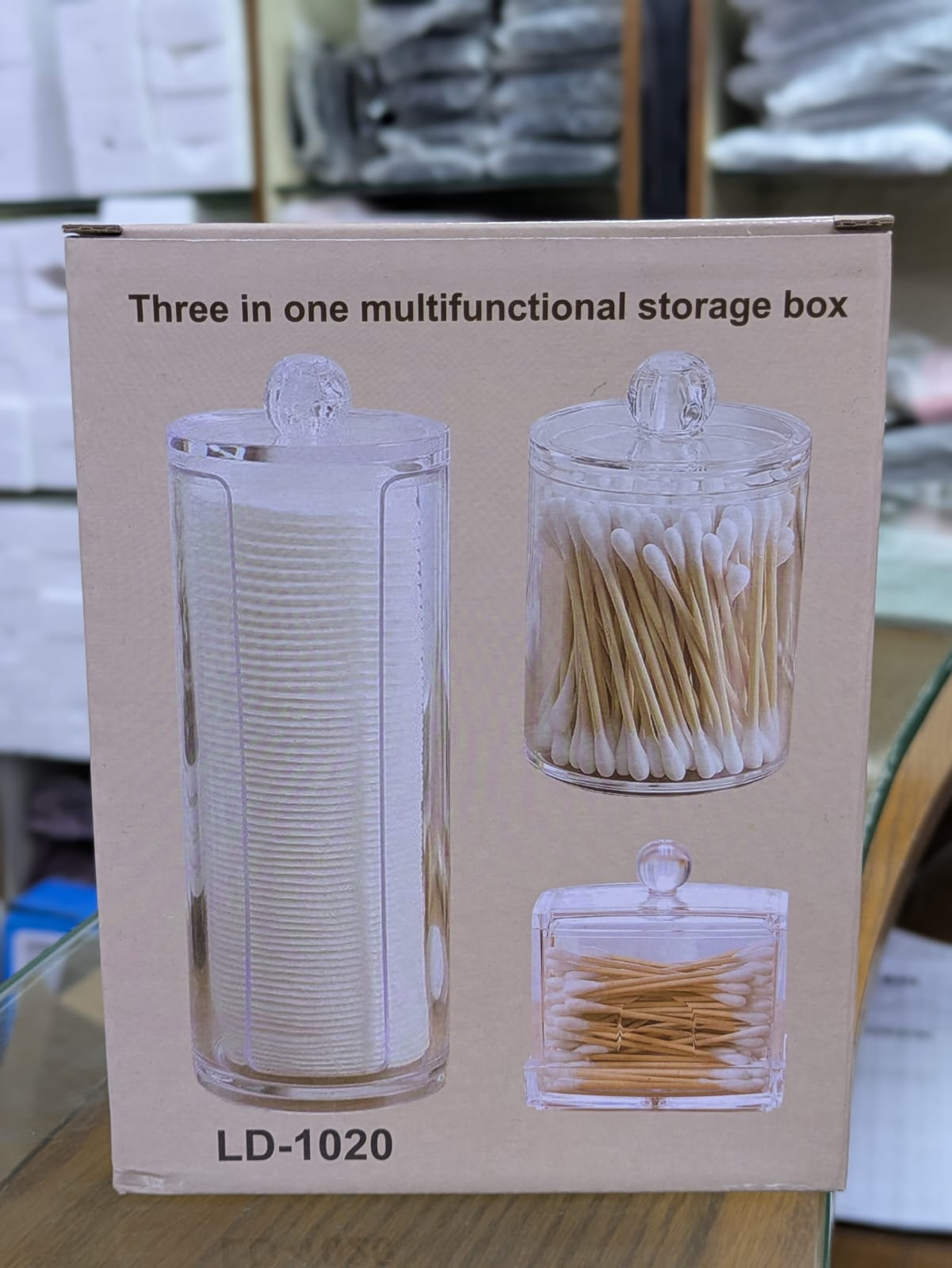 Acrylic Cotton Bud holder 3pcs Set