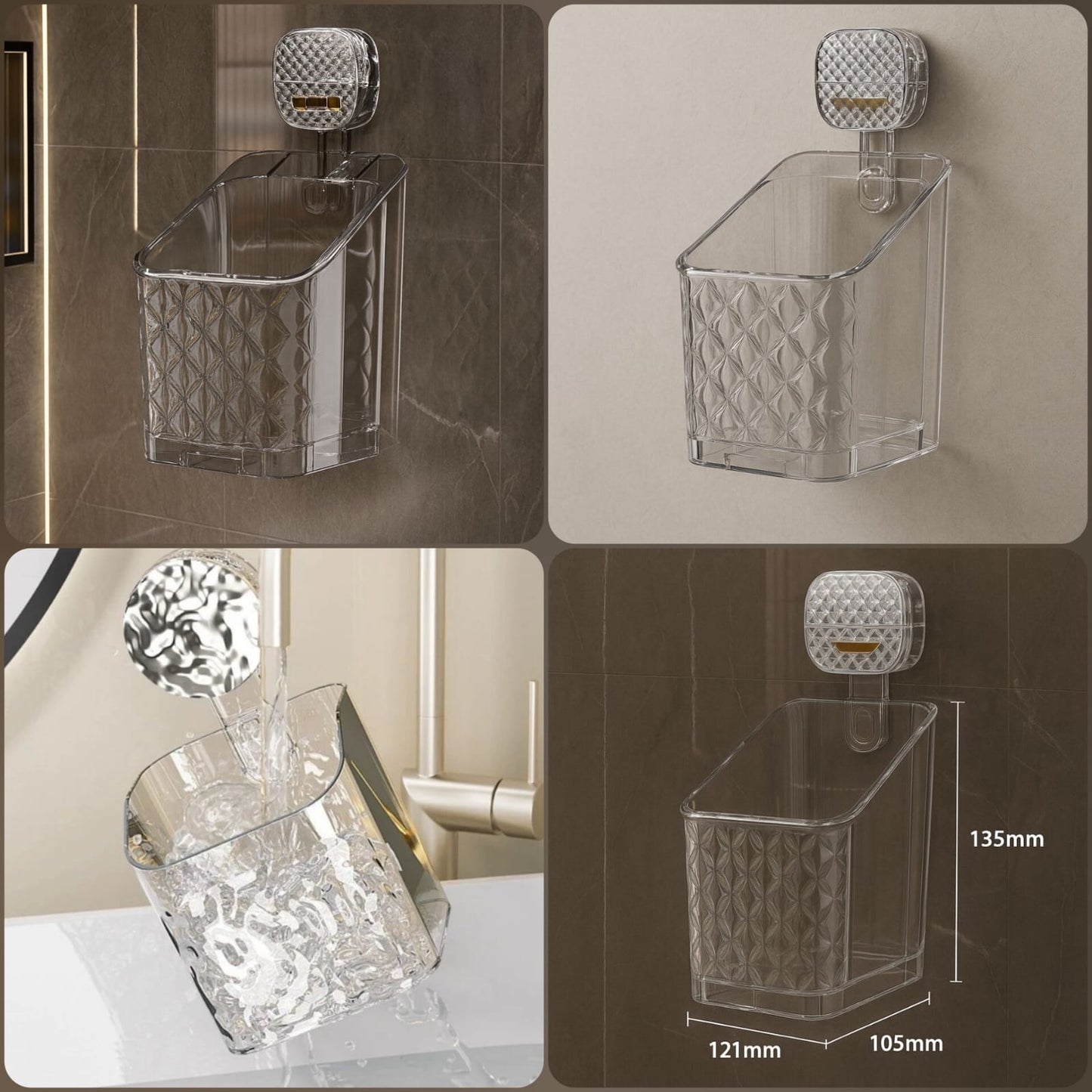 Premium Glacier Texture Suction Wall Bathroom Organizer (High Quality)