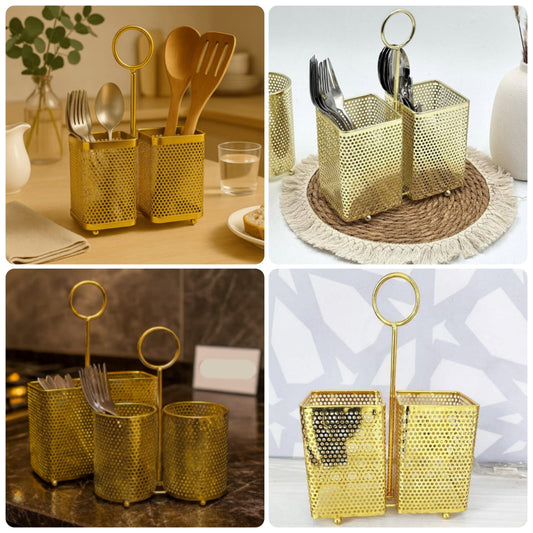 GOLDEN SPOON HOLDER - TWO PARTITION