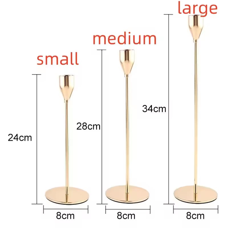 Set of 3 Tapered Metal Candlestick Holders