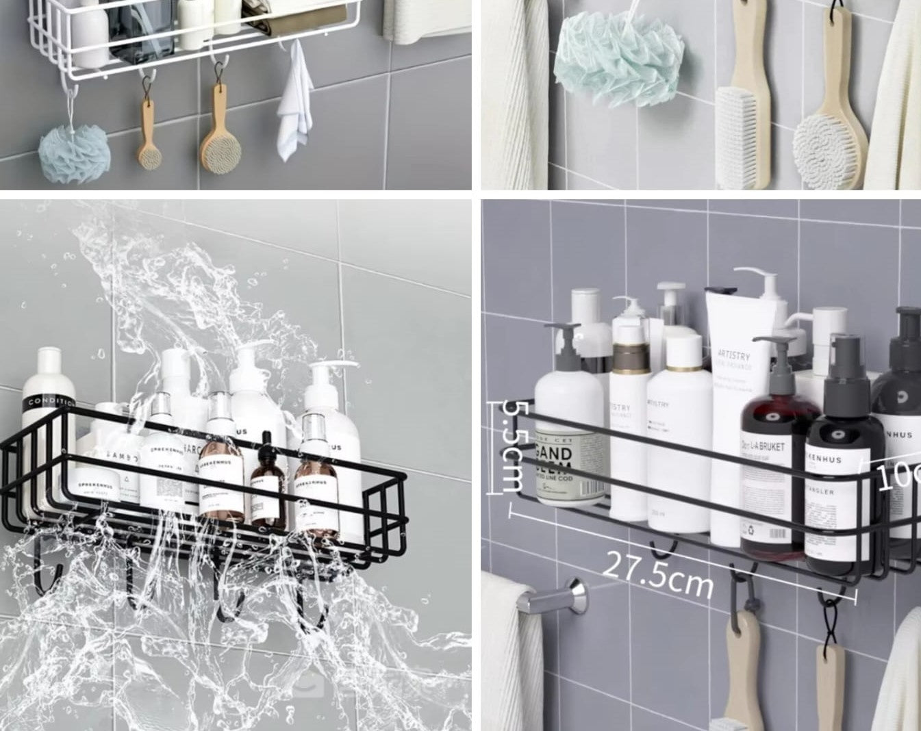 Self-adhesive Iron Wall Shelf With Hook  (Each)