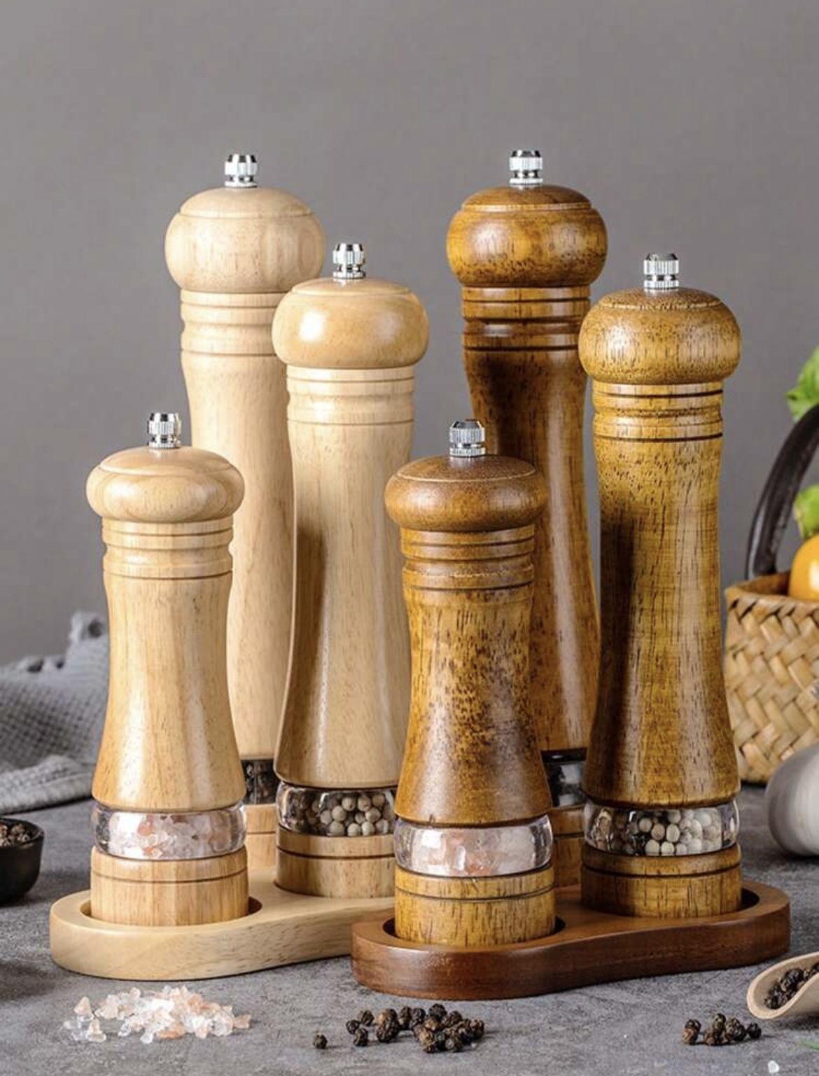 BLACK PEPPER CRUSHER BAMBOO WOODEN - Set of 2