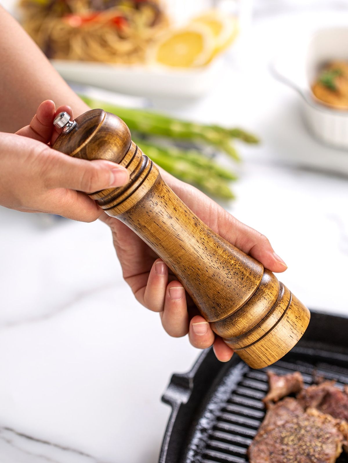 BLACK PEPPER CRUSHER BAMBOO WOODEN - Set of 2