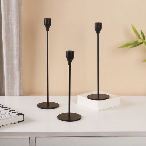 Matte Black  Candle Holders - Set of 3