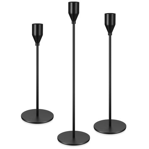 Matte Black  Candle Holders - Set of 3
