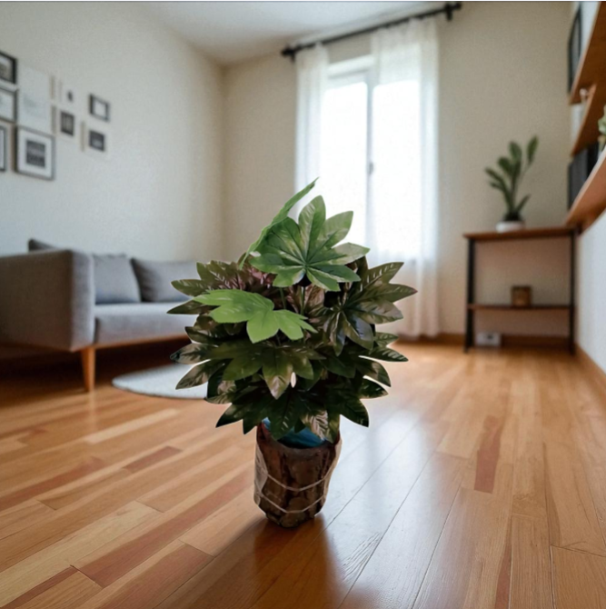 Faux Decorative Plants with  Wood Base