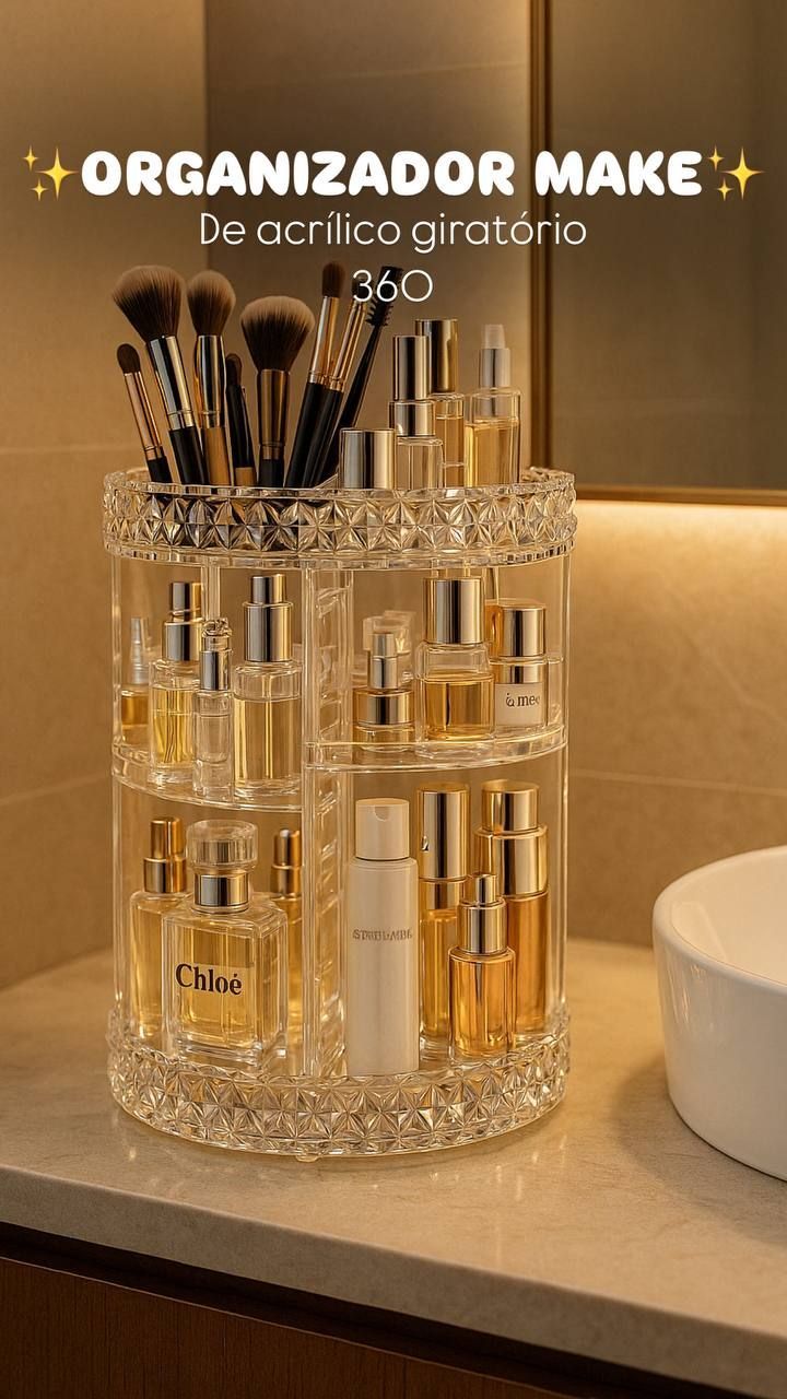 360° Rotating Diamond Cut Cosmetic Organizer - Big Size