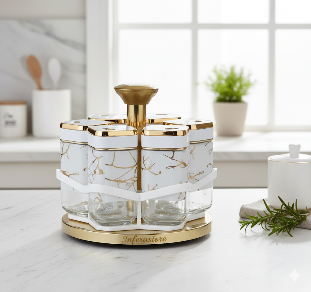 Rotating Spice Jar Glass Material 6pcs Jar