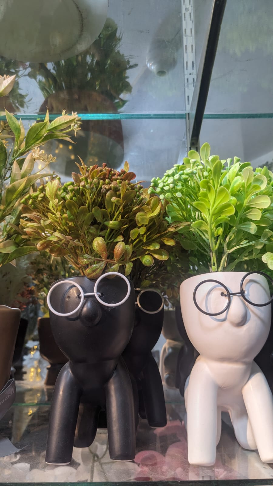 Quirky "Bookworm" Planters with Artificial Greenery