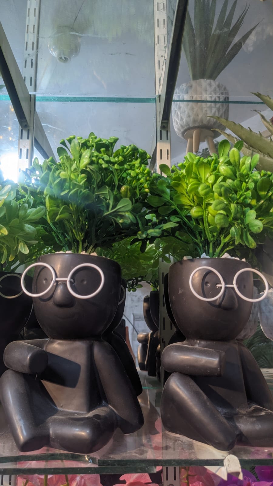 Quirky "Bookworm" Planters with Artificial Greenery