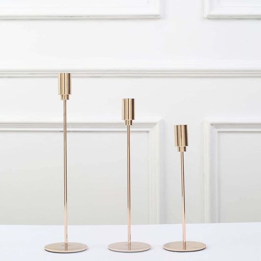 Gold Metal Candle Holders Set of 3