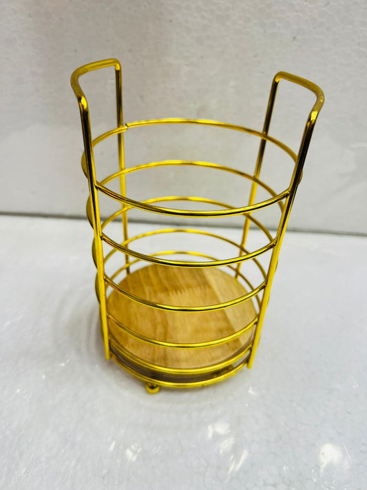 GOLDEN SPOON HOLDER (UTENSILS RACK) BAMBOO BASE