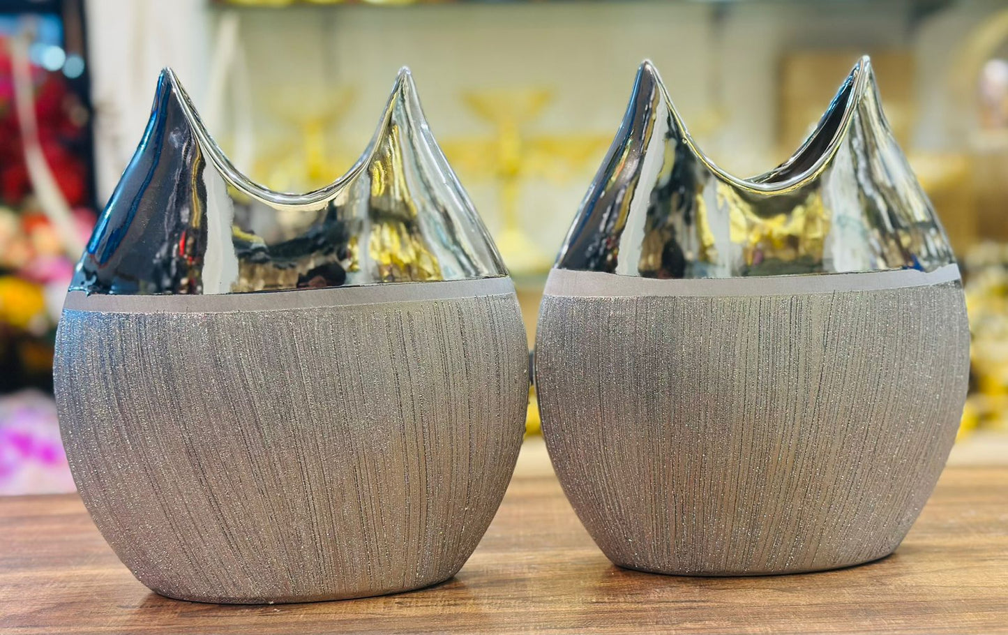 Gold Vases with a Two-Tone Finish - EACH