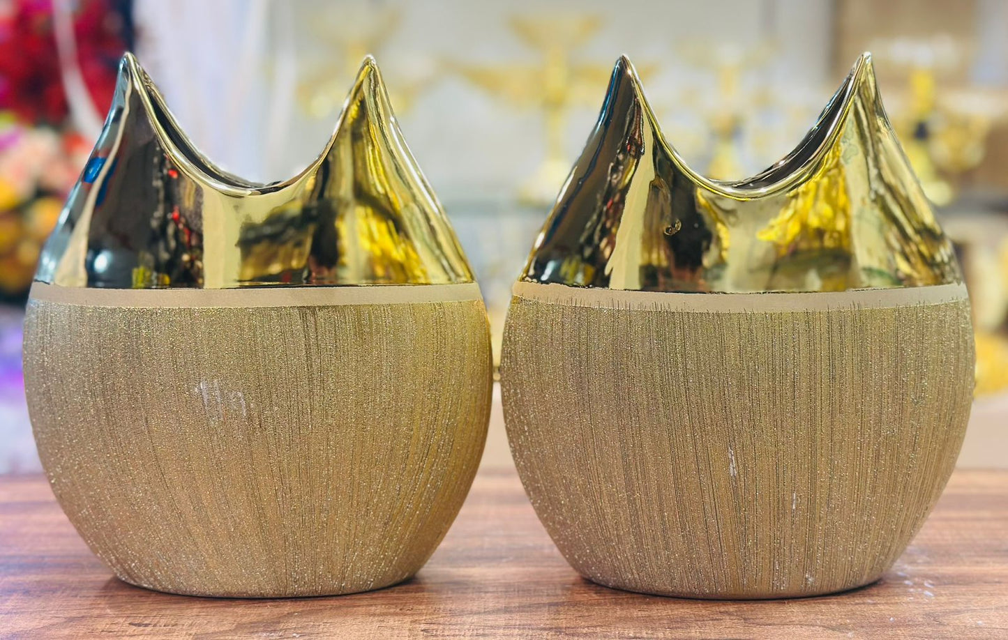 Gold Vases with a Two-Tone Finish - EACH