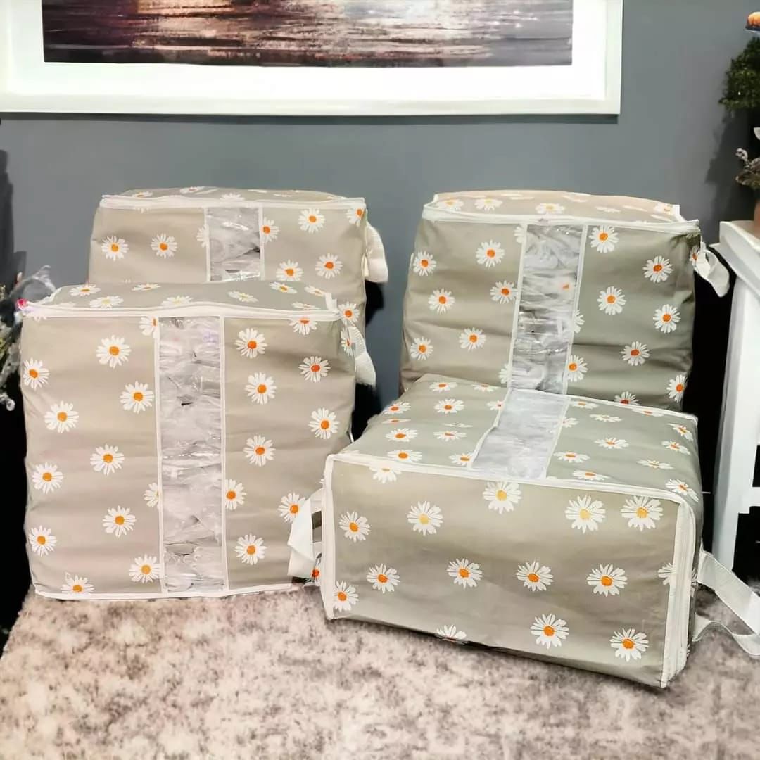 Printed Flower Storage Blanket Bag Organizer