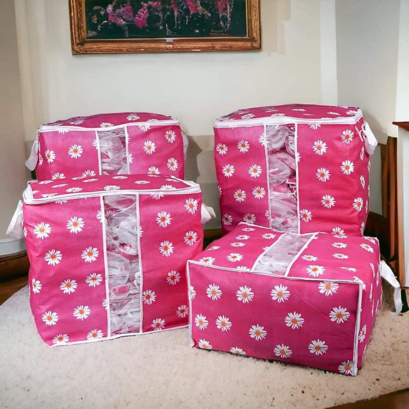 Printed Flower Storage Blanket Bag Organizer