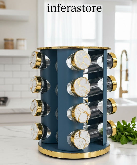 Rotating Countertop Spice Holder with Decorative Jars