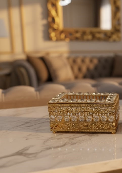 Premium Gold Filigree Tissue Box - Each
