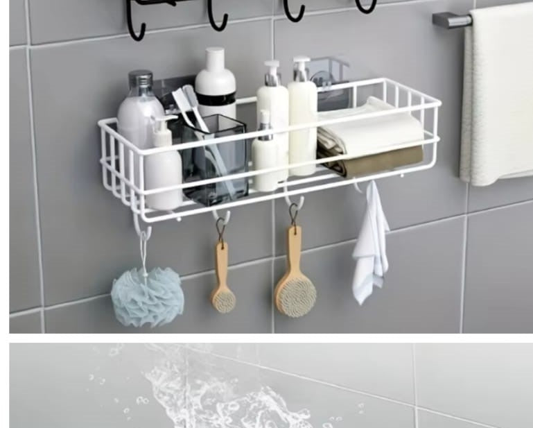Self-adhesive Iron Wall Shelf With Hook  (Each)