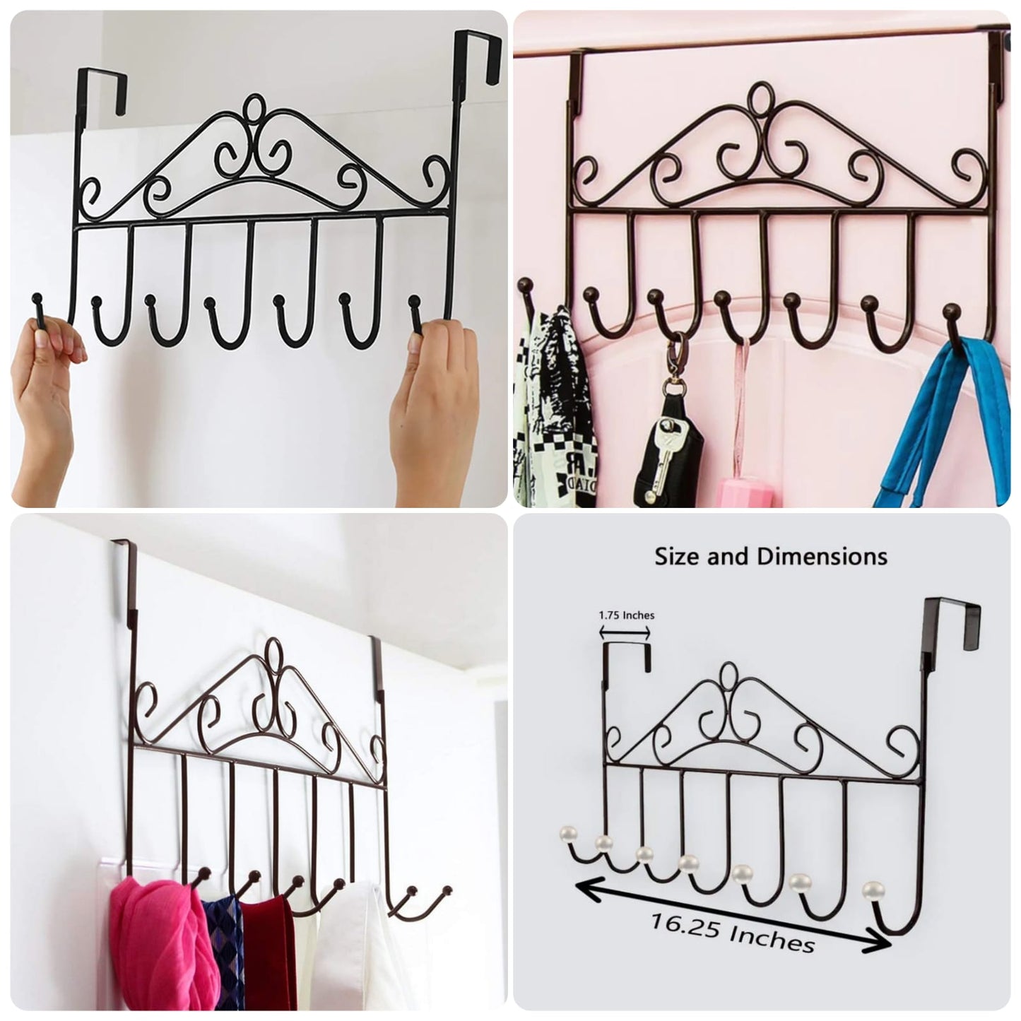 Metal Over Door Hanger with 7 Hooks